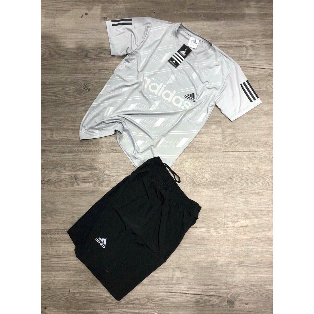 Bộ Hè Nam, Bộ Thể Thao Nam Adidas Cộc tay chất liệu thun lạnh mềm mịn