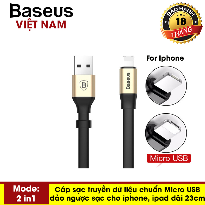 Cáp sạc và truyền dữ liệu Baseus Lightning Portable 23cm siêu ngắn siêu nhanh - Phân phối bởi Baseus Vietnam