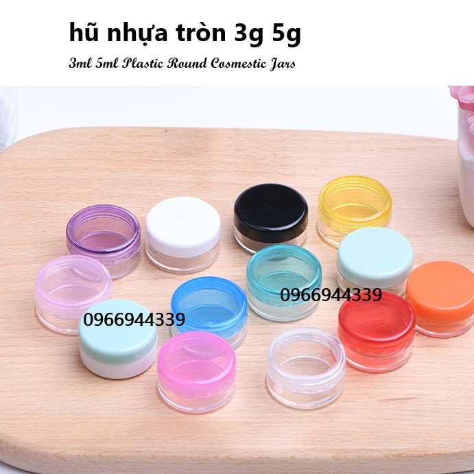 [HCM]HŨ NHỰA 5G ĐÁY TRÒN NẮP NHIỀU MÀU đựng chiết tách mỹ phẩm kem dưỡng da mẫu thử - Combo 10 cái
