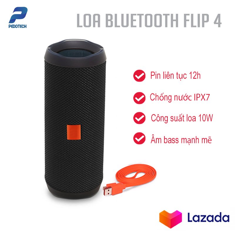 Loa Bluetooth Flip 4, Loa bluetooth mini bass mạnh, Loa bluetooth chống nước IPX7, Kết nối 100 loa cùng một lúc, Âm Bass Cực Chất, Bảo Hành 6 Tháng