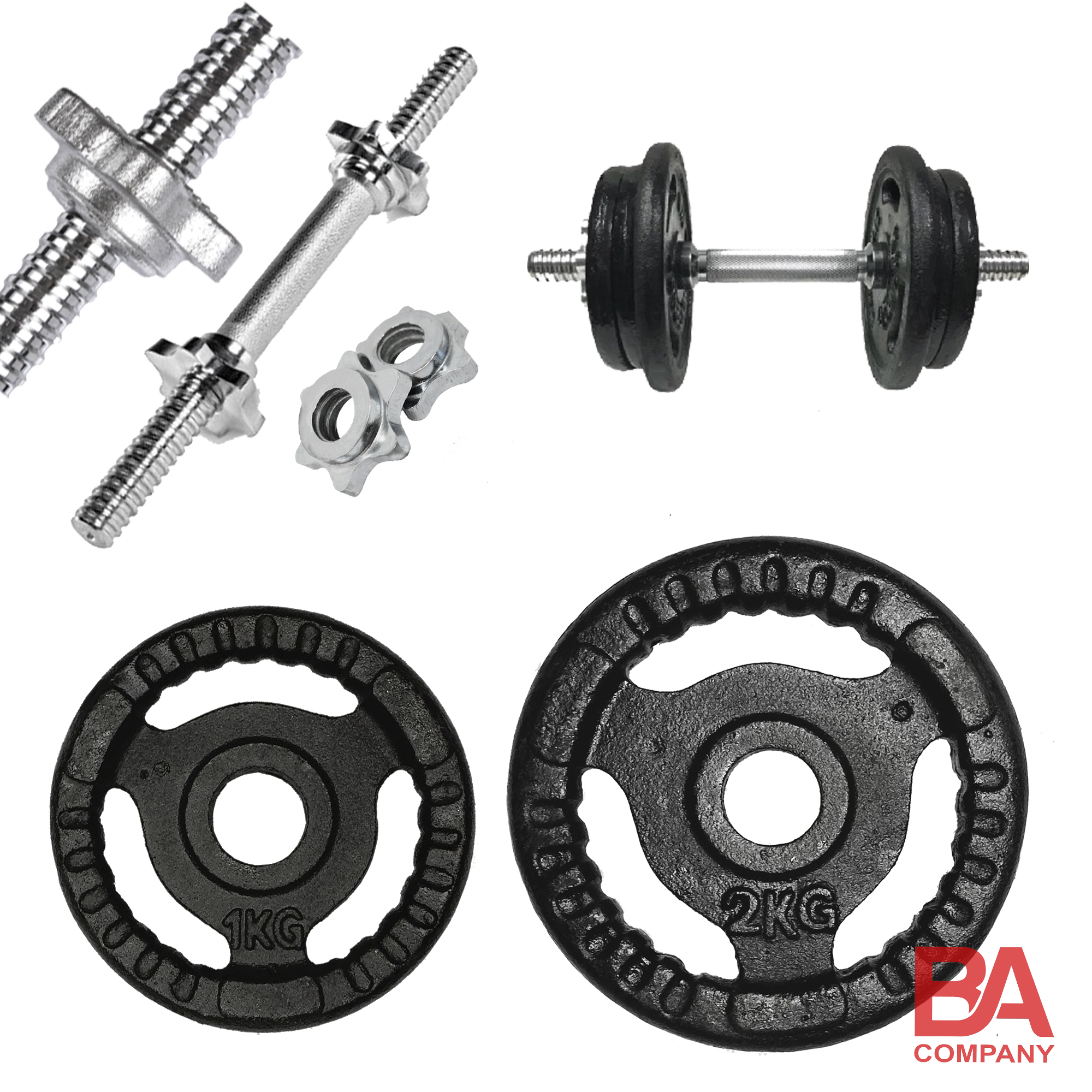 Bộ 1 Tạ Tay Tháo Ráp 7.7kg (1 Đòn 35cm, 2 Miếng 1kg, 2 Miếng 2kg) Binhansport