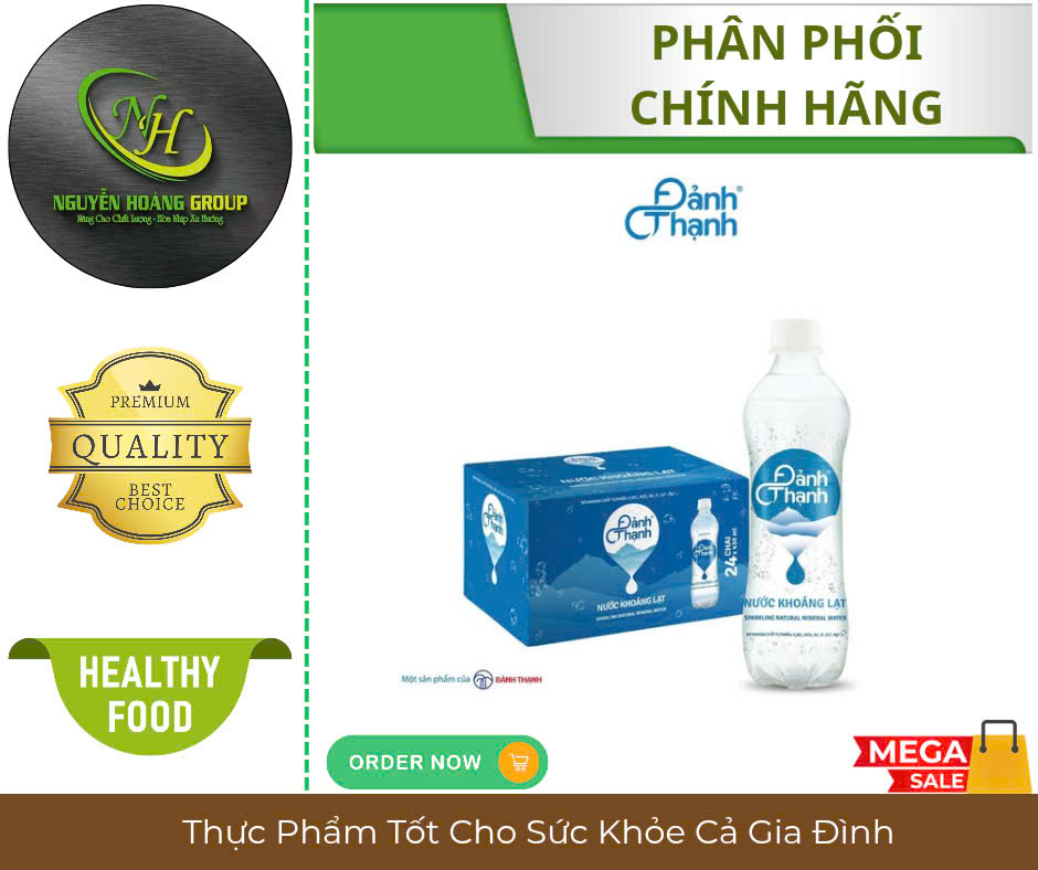 Thùng 24 CHAI - Đảnh Thạnh Nước Khoáng LẠT Có Ga 430 ML