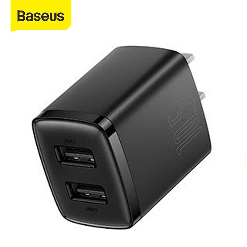 Củ sạc nhanh Baseus Compact USB sạc nhanh 2.1A, 10.5W, trang bị 2 cổng sạc USB cho iPhone/Samsung/xiaomi...