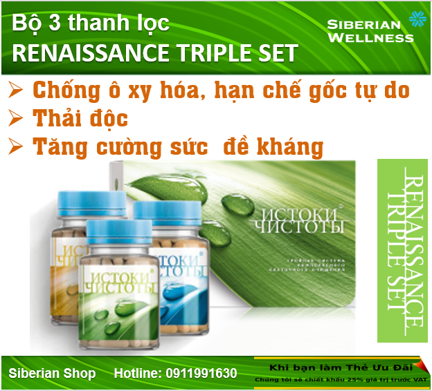 Bộ 3 thải độc và thanh lọc cơ thể Renaissance Triple