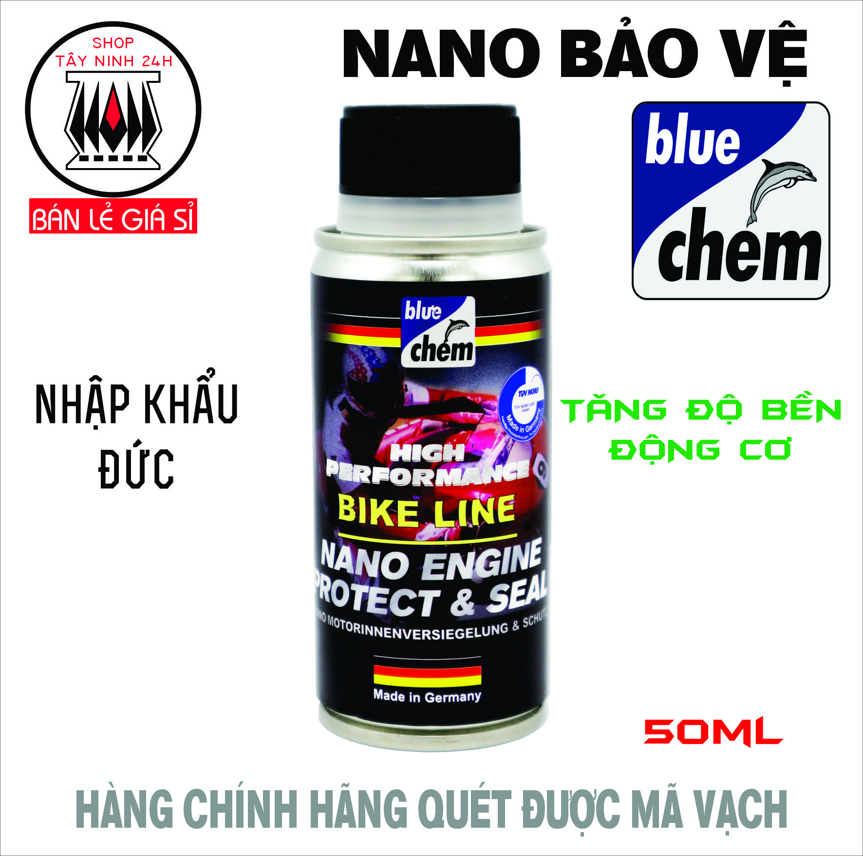 Nano bảo vệ bluechem nano engine protec & seal 50ml