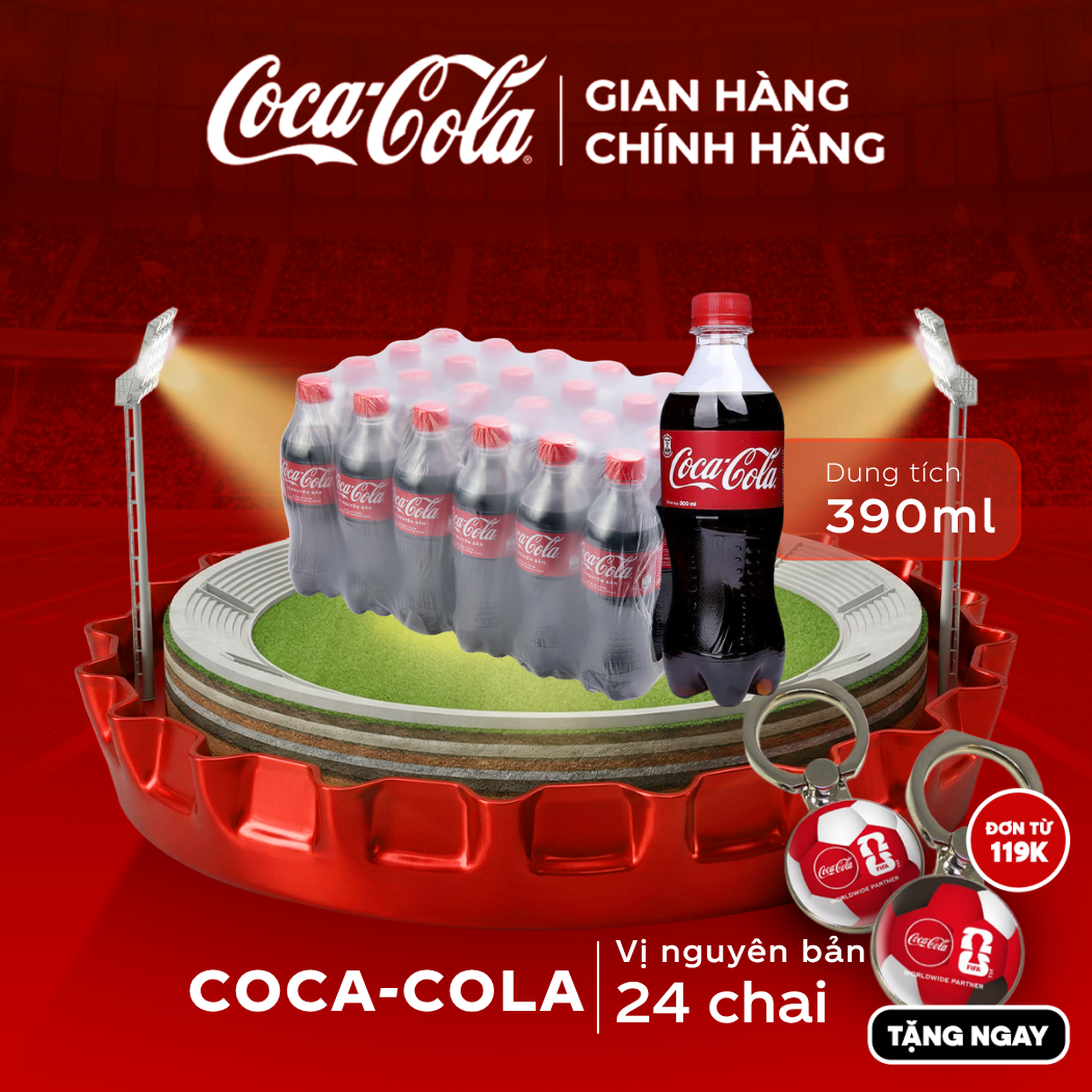 [SIÊU SALE ] Lốc 24 Chai Nước Ngọt Giải Khát Có Ga Coca-Cola 390ml/Chai Sale 25.05 Coca-Cola Chính Hãng_LD