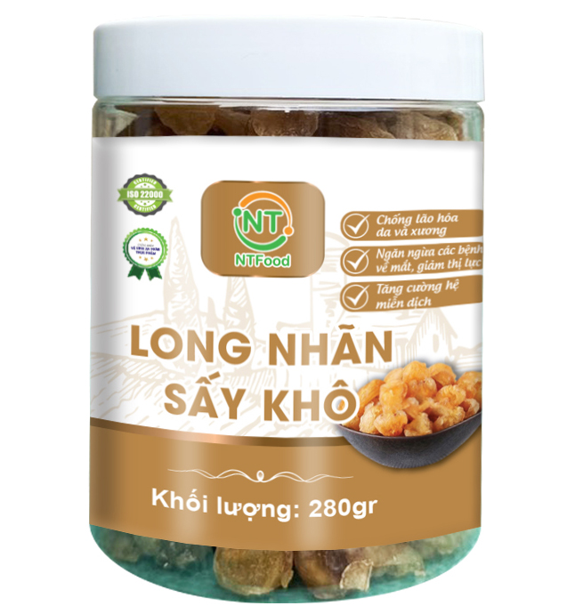 Long Nhãn sấy khô NTFood hũ 280gr - Đặc sản Hưng Yên - Nhất Tín Food
