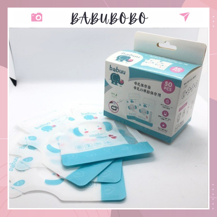 Hộp 50 túi trữ sữa babuu nhật 250ml có vòi rót tiện lợi bb04 babubobo