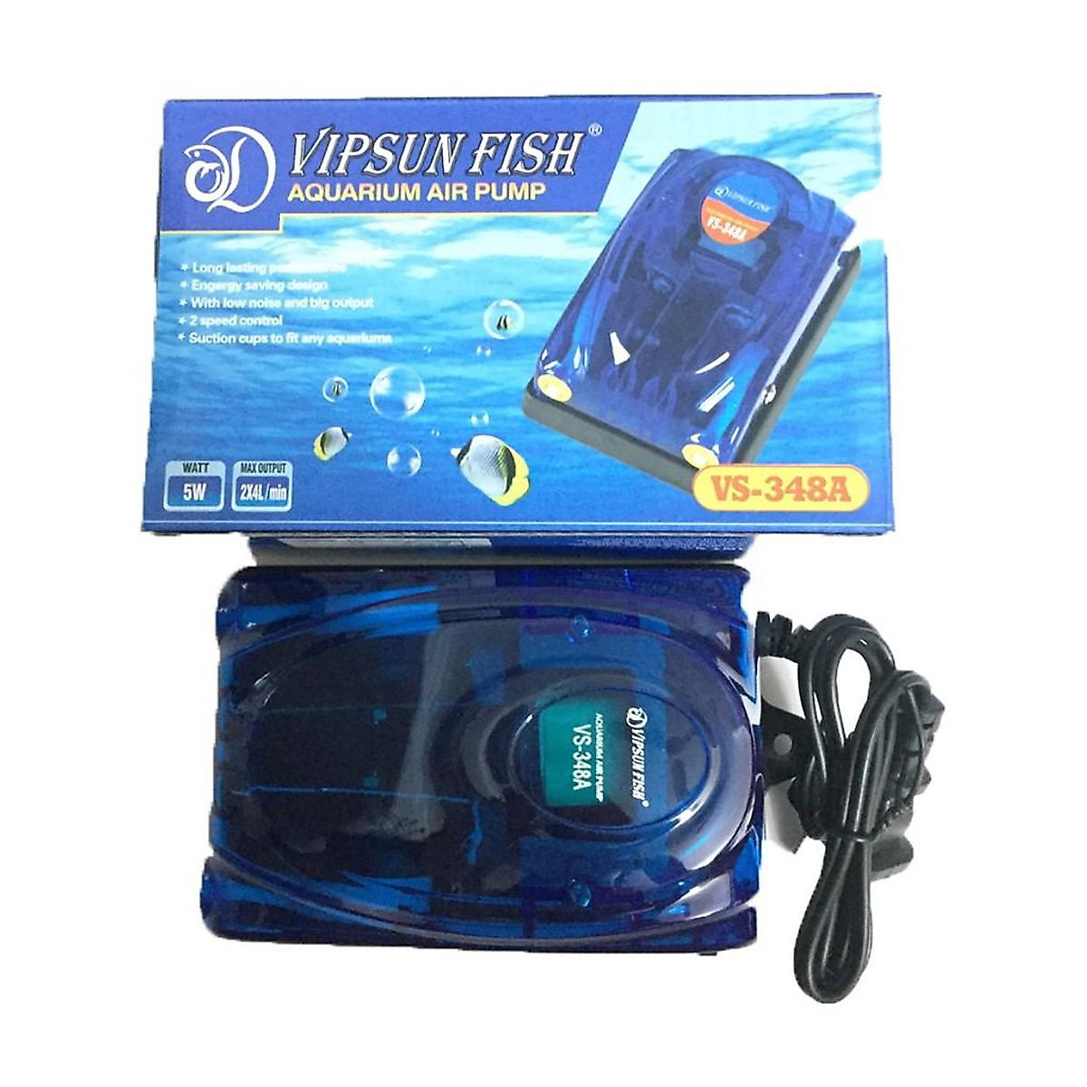 Máy oxi vs or sobo 348 2 đầu vòi tặng kèm dây và cục sủi cho hồ cá-oxi sủi khí vs or sobo 348 cho hải sản