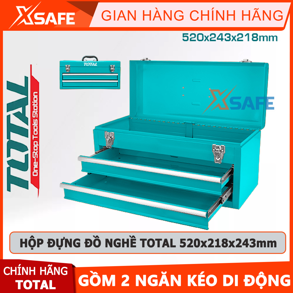 Hộp công cụ ngăn kéo di động Total THPTC202 chính hãngxsafextools