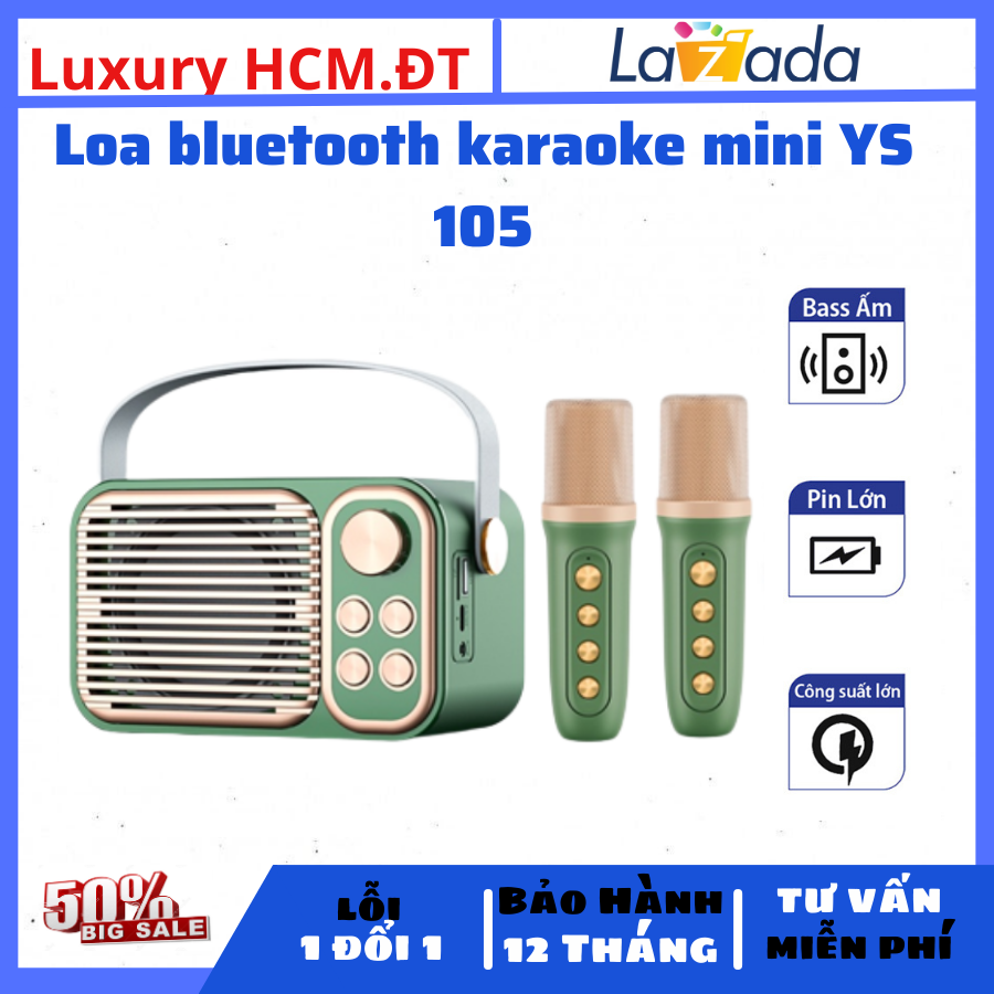 Loa bluetooth mini karaoke kèm mic JVJ YS-105 Không dây - Loa bluetooth mini karaoke công suất lớn - Loa bluetooth mini karaoke xách tay - Loa bluetooth mini karaoke giá rẻ - kèm 2 mic hát công suất 5W