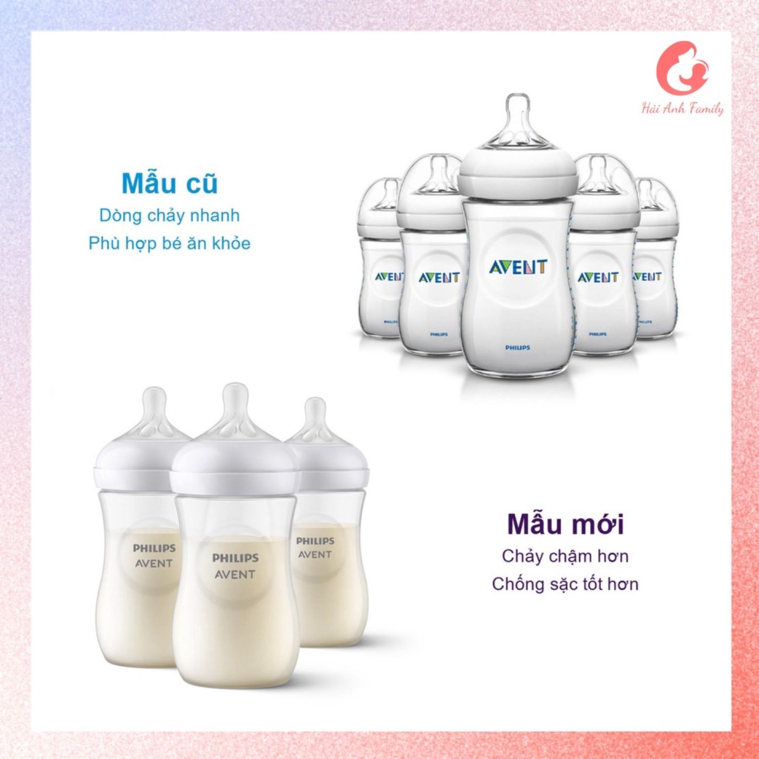 Bình sữa Avent Natural 125ml 260ml 330ml chính hãng, được chọn núm