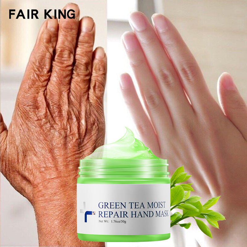 FAIR KING Kem dưỡng da tay dưỡng ẩm trà xanh Làm trắng da tay Mặt nạ sửa tẩy tế bào chết vết chai Phim chăm sóc da tay chống lão hóa  - intl