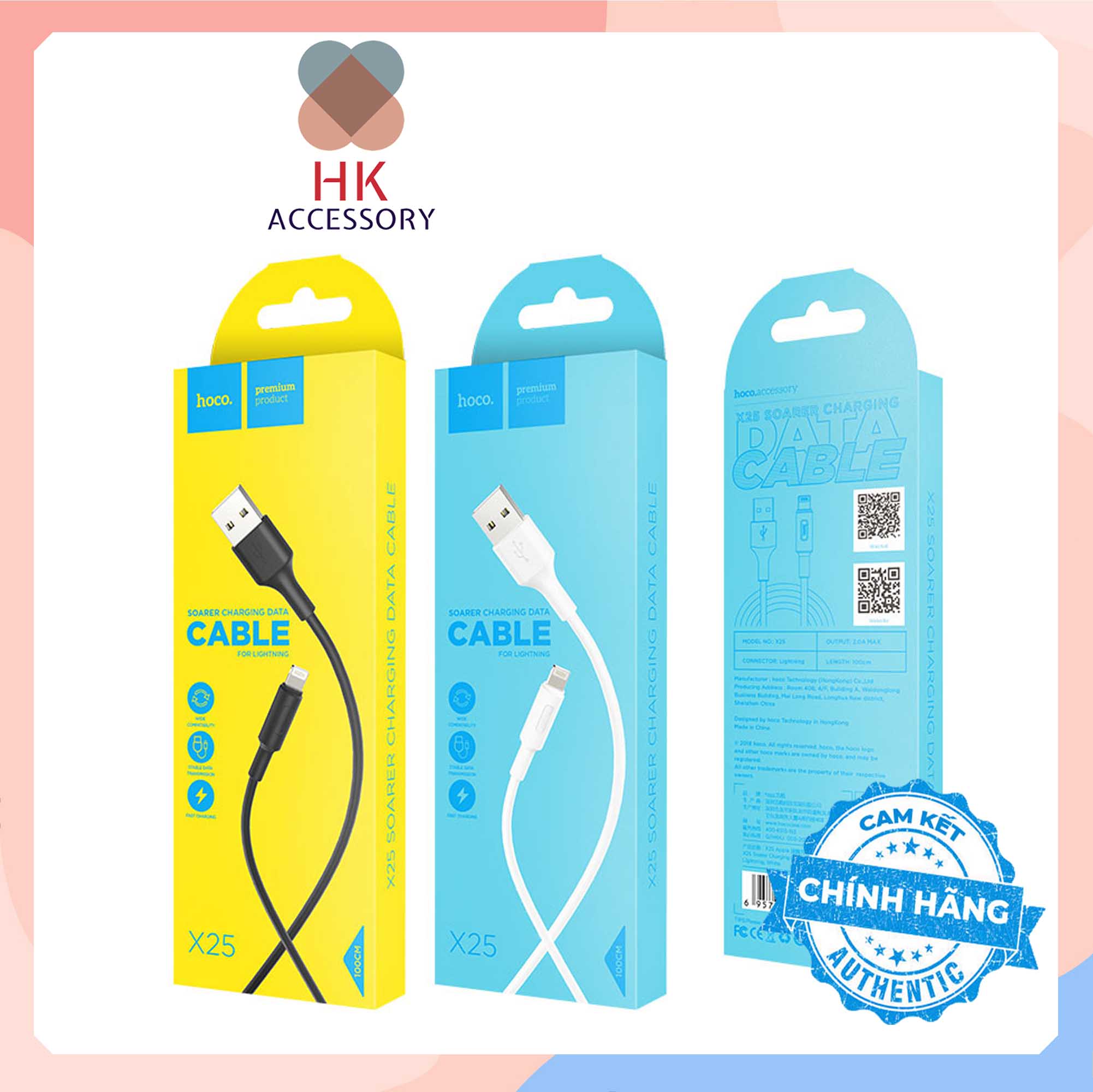 Cáp sạc Hoco X25 chuẩn Lightning cho Iphone Hàng chính hãng