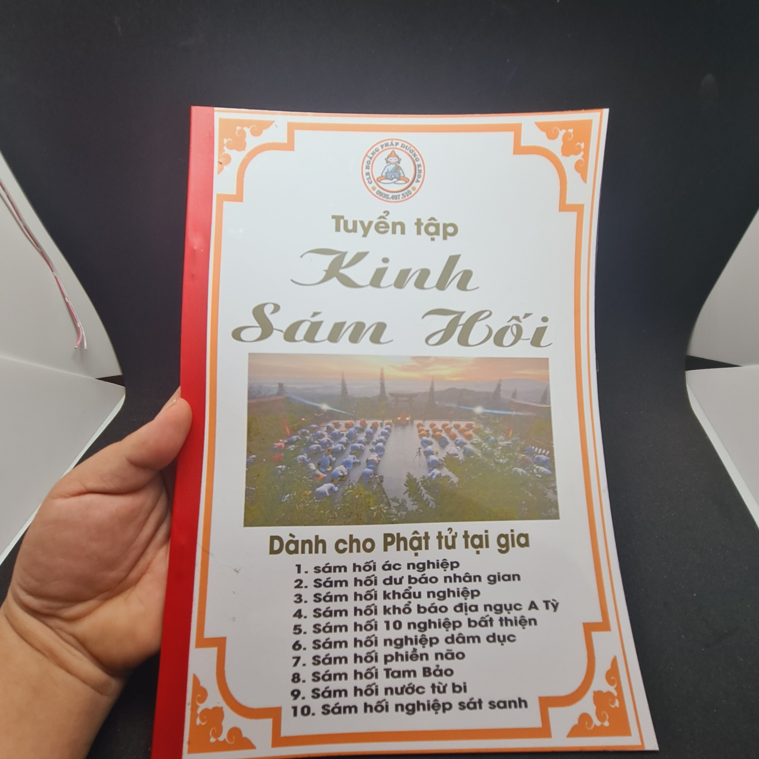 Tổng hợp 10 Kinh sám hối cho Phật tử tại gia,  bía kiếng, in màu - Rất Linh