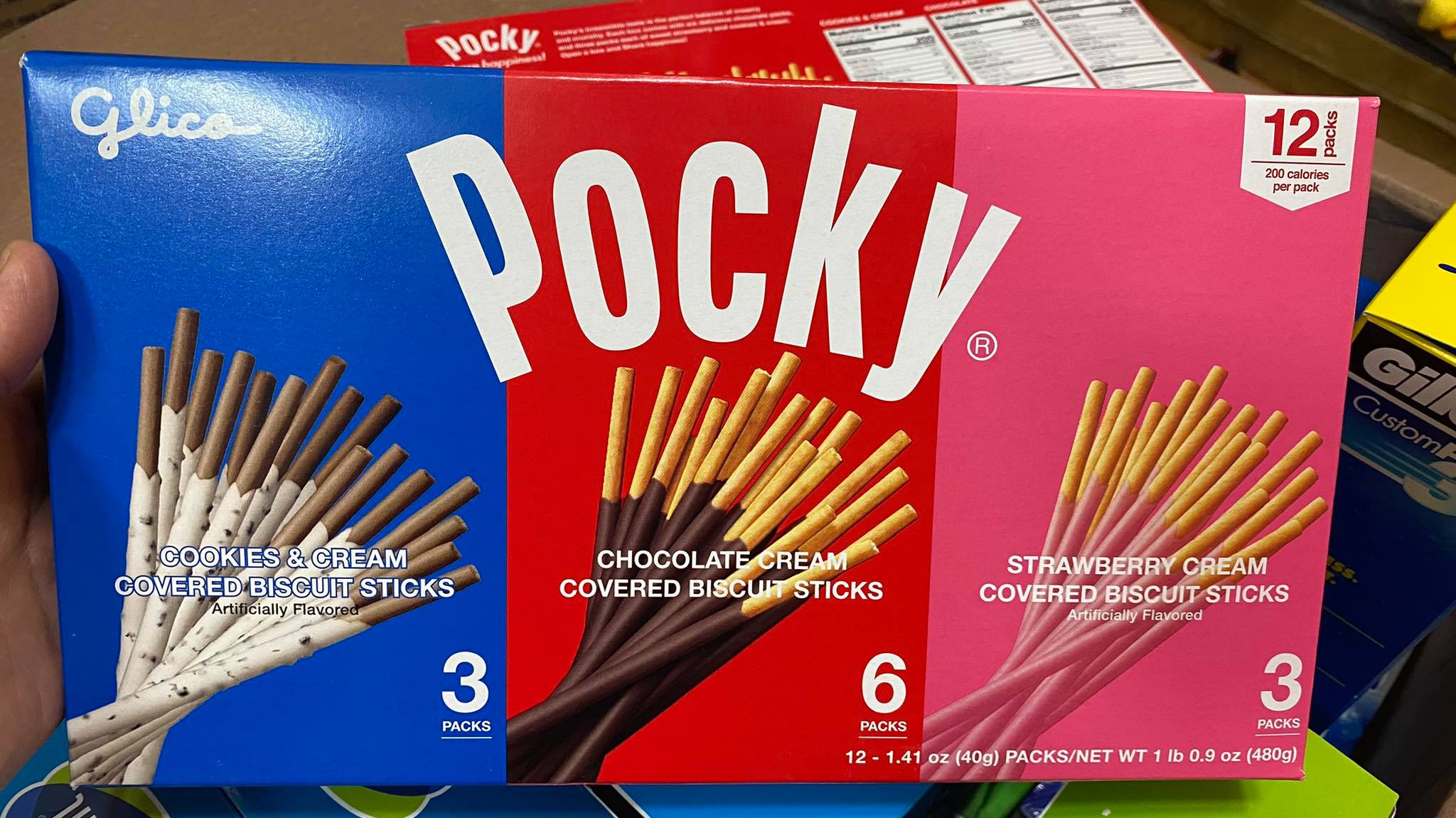 Bánh que POCKY của Glico hàng Mỹ - HỘP 12 GÓI mix 3 vị (480G)
