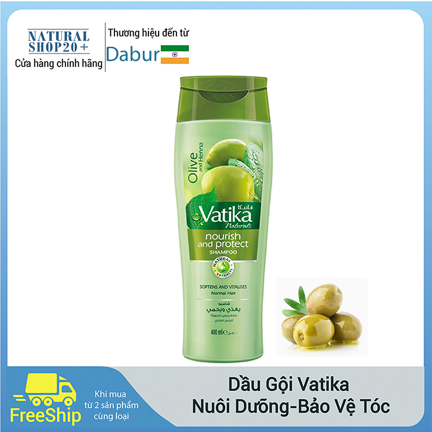 Dầu gội Vatika nuôi dưỡng và bảo vệ - Vatika Naturals Nourish & Protect Shampoo chiết xuất Oliu và lá Henna