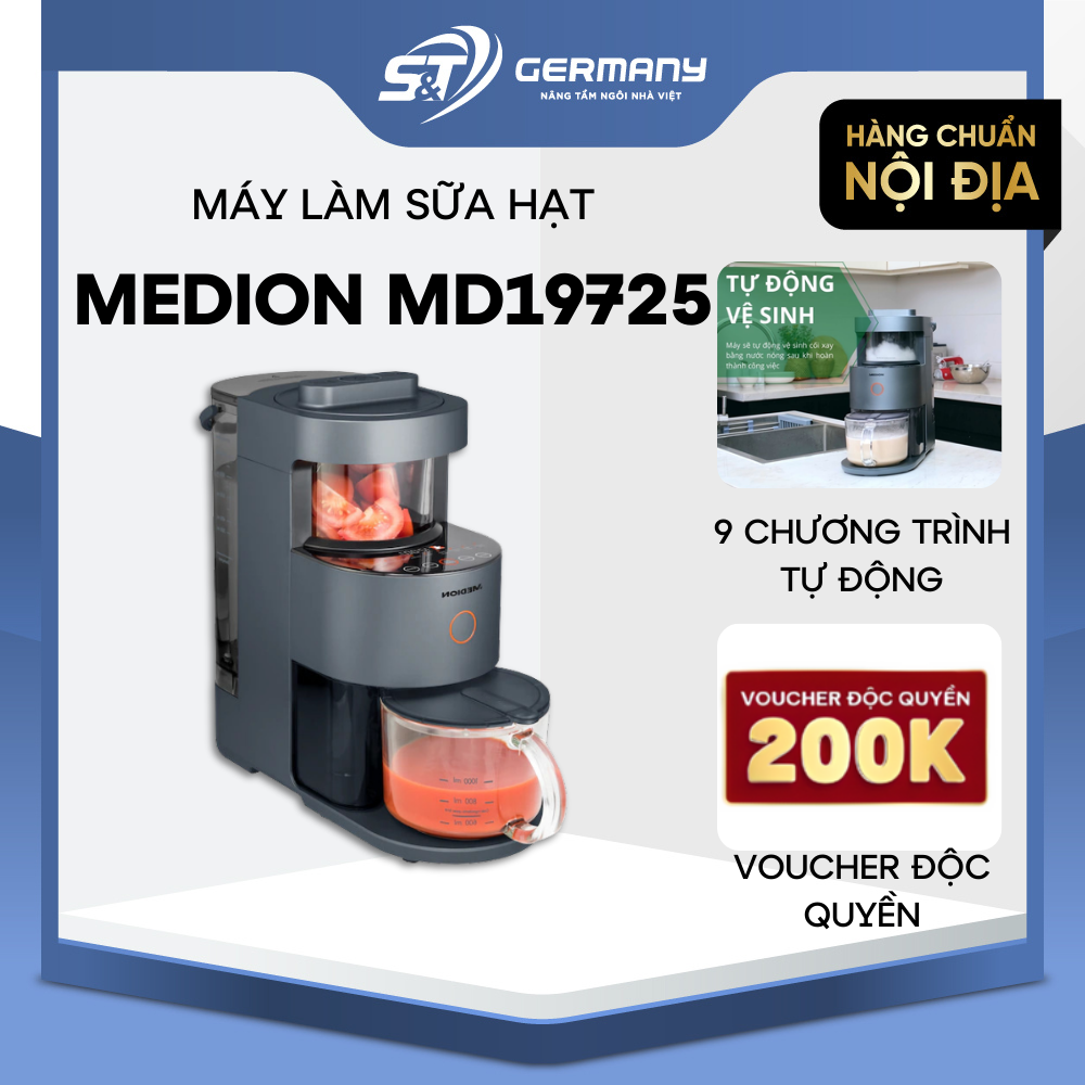 Máy làm sữa hạt medion md19725 nội địa đức, máy xay nấu sữa hạt nấu soup sinh tố đa năng cao cấp, máy làm sữa hạt tiện lợi gia đình gstelectronic 410005