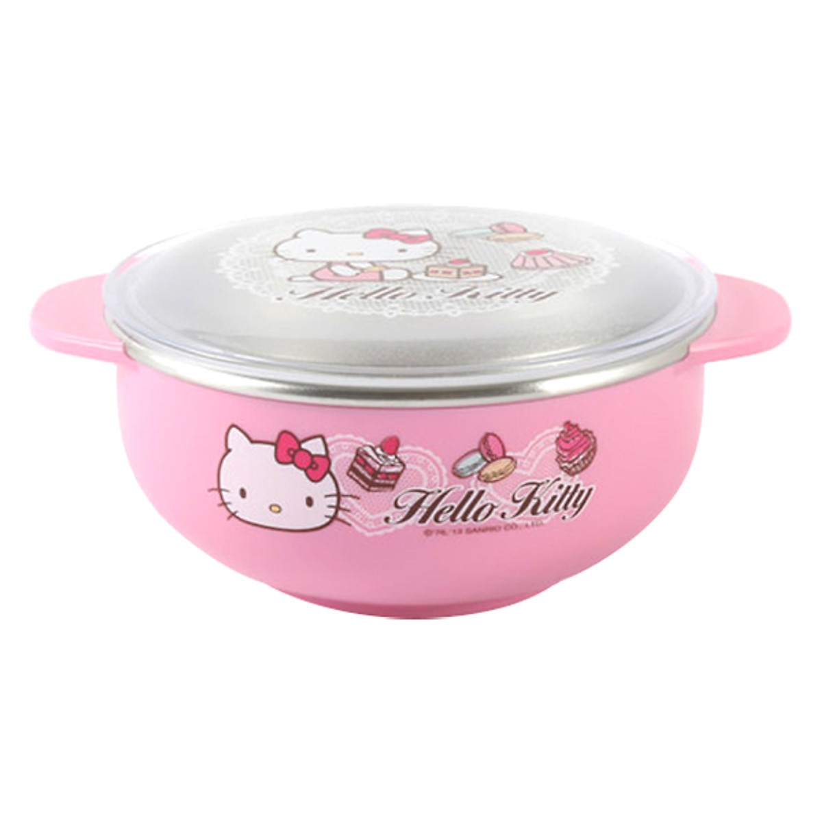 Bát ăn cho bé có nắp đậy lock&lock hello kitty lkt479 - hồng