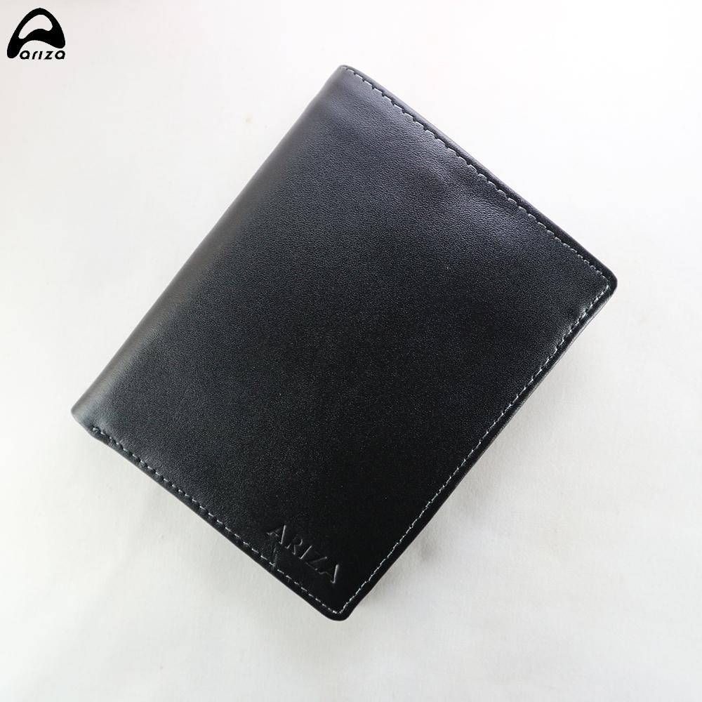 Bóp ví nam trơn may máy da bò thật (100%) Ariza