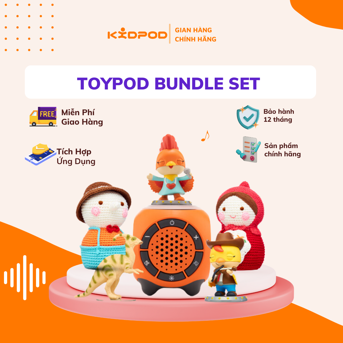 Kidpod hộp kể chuyện thông minh toypod bundle set màu cam - đồ chơi trí tuệ hot nhất - có kèm app