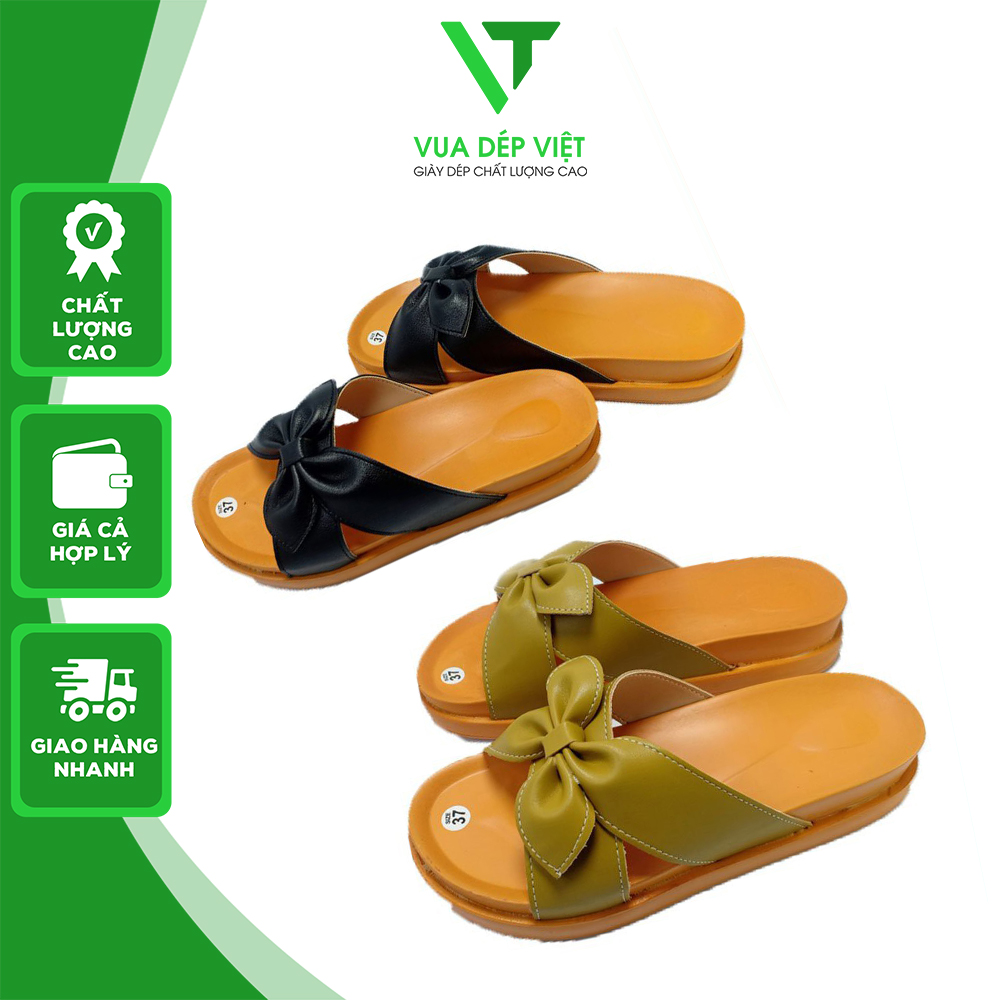 Dép lê nữ quai ngang thắt nơ thời trang DV29 dép nữ đế cao 4cm siêu nhẹ chống trơn trượt, hàng sẵn kho fullsize - Vua Dép Việt