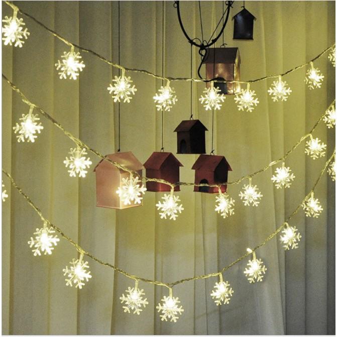 Combo 2 bộ dây đèn led nhấp nháy hình bông tuyết trang trí noen dài 5 mét