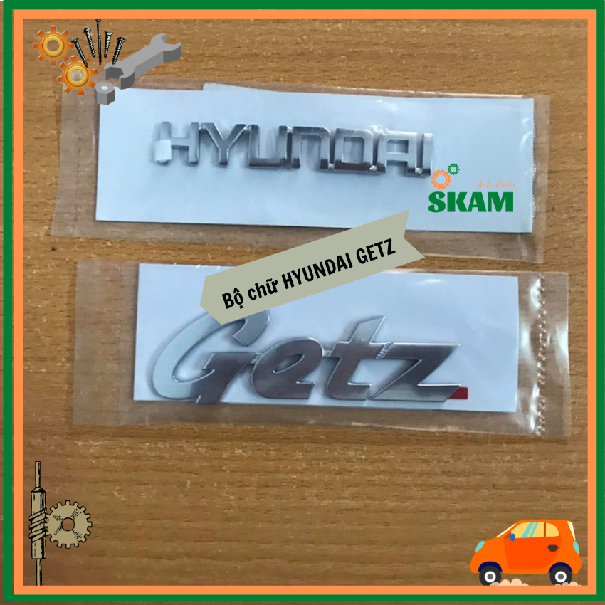 Bộ tem dán - decal - logo chữ nổi hyundai getz, msp: 863201c000, 863102c020