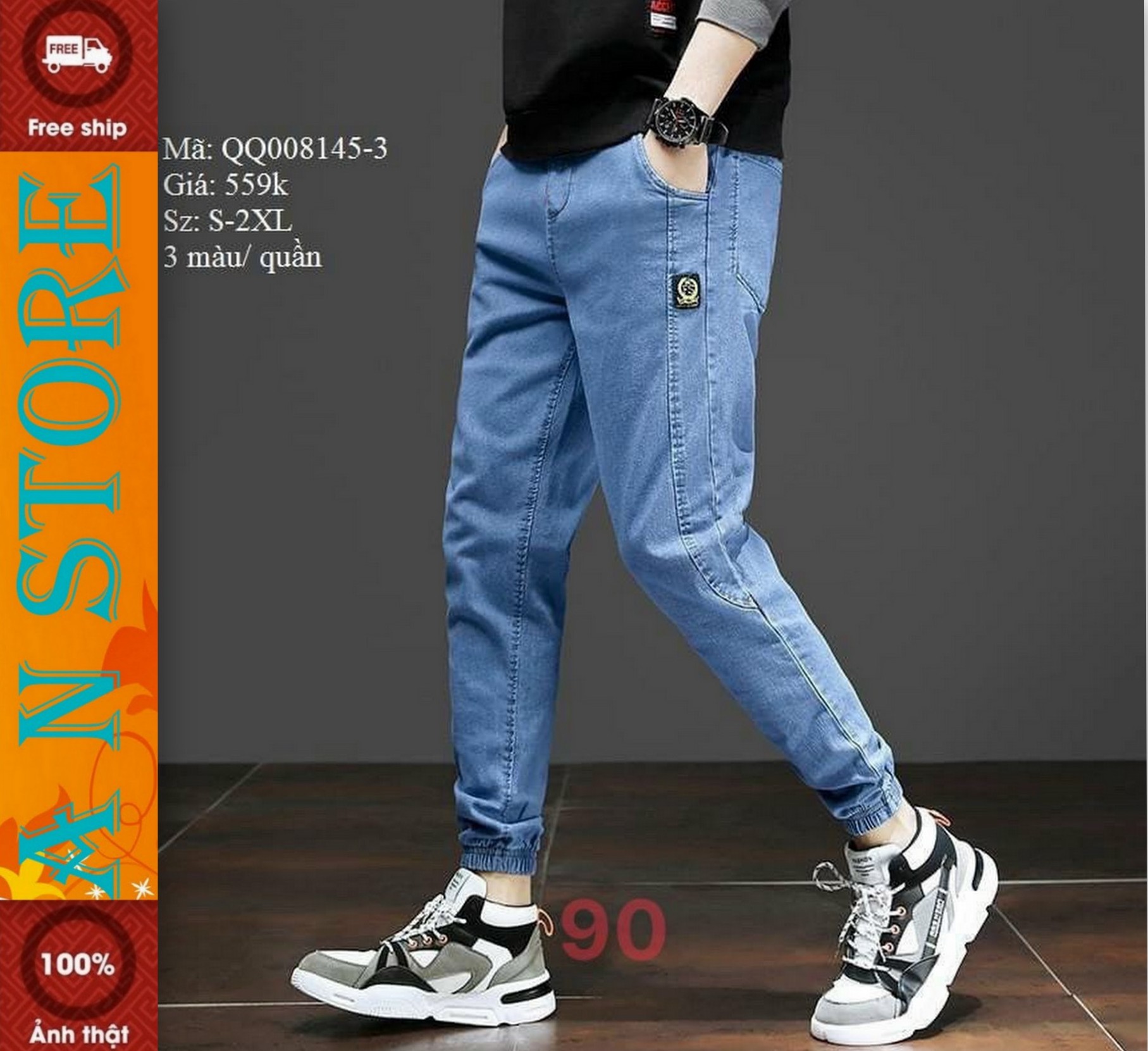 [Flash Sale 50%]quần jean nam cao cấp AN NHIÊN STORE MẪU MỚI M90 ống côn màu xanh siêu hot Chất Vải Jean Dày Dặn Mang Đến Cảm Giác Thoải Mái thời trang An Nhiên Store AN798