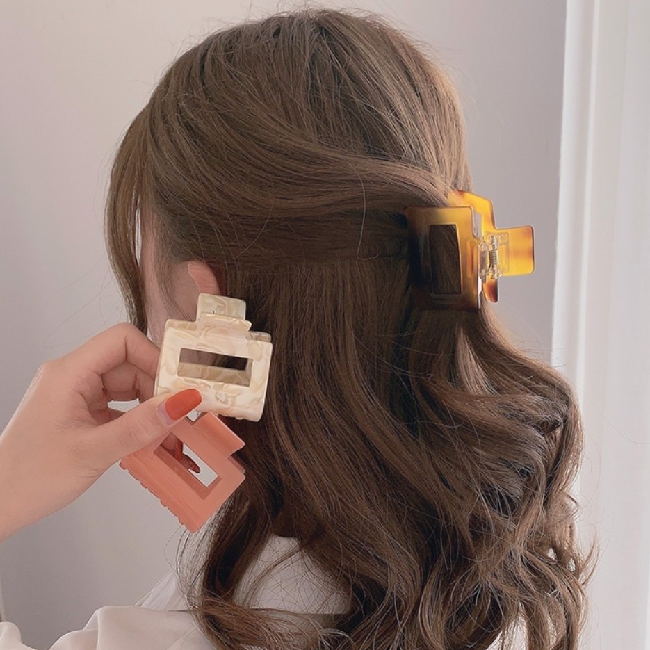 [25-29/5 Voucher 10%] Kẹp tóc nữ càng cua 5 răng cute trong suốt vuông thời trang KC07 Hàn Quốc kiểu mới 2021 nhiều màu sắc JOLY