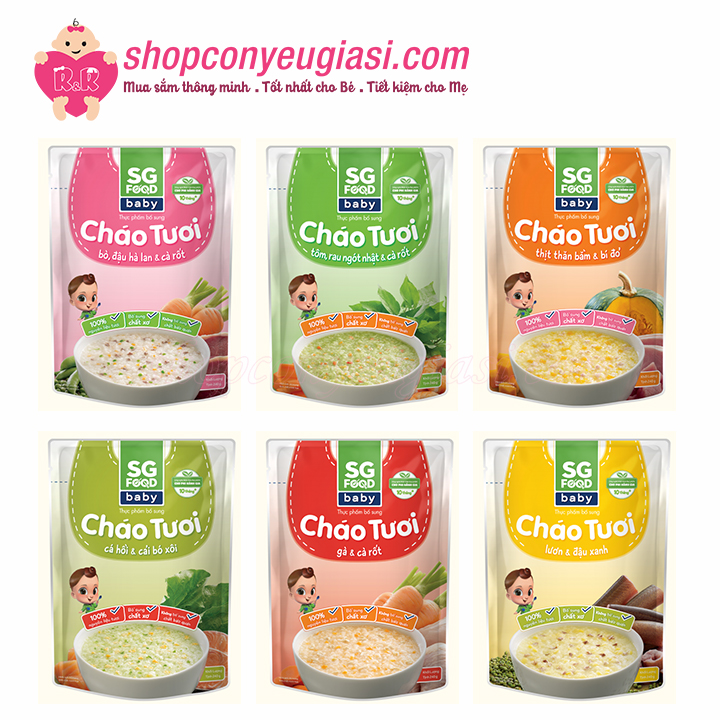 [HCM]Cháo Tươi SG Food Baby 240g Nhiều Vị Cho Bé Từ 10m+ -  Thịt Thăn Bằm Và Bí Đỏ
