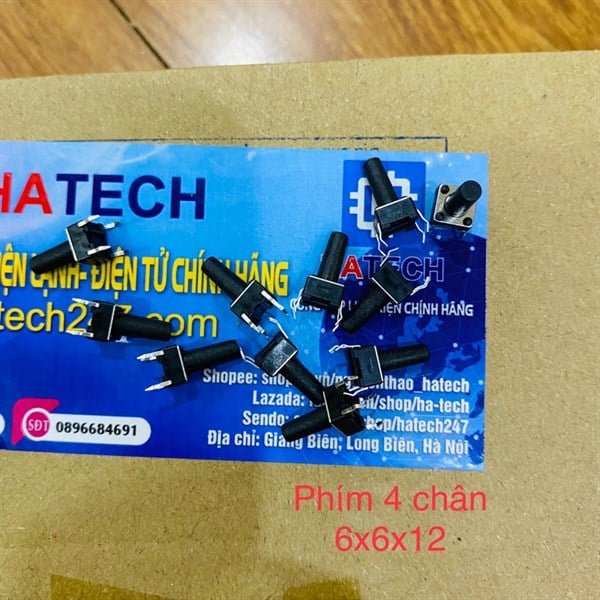Nút nhấn phím bấm 4 chân 6x6x12 túi 50 chiếc