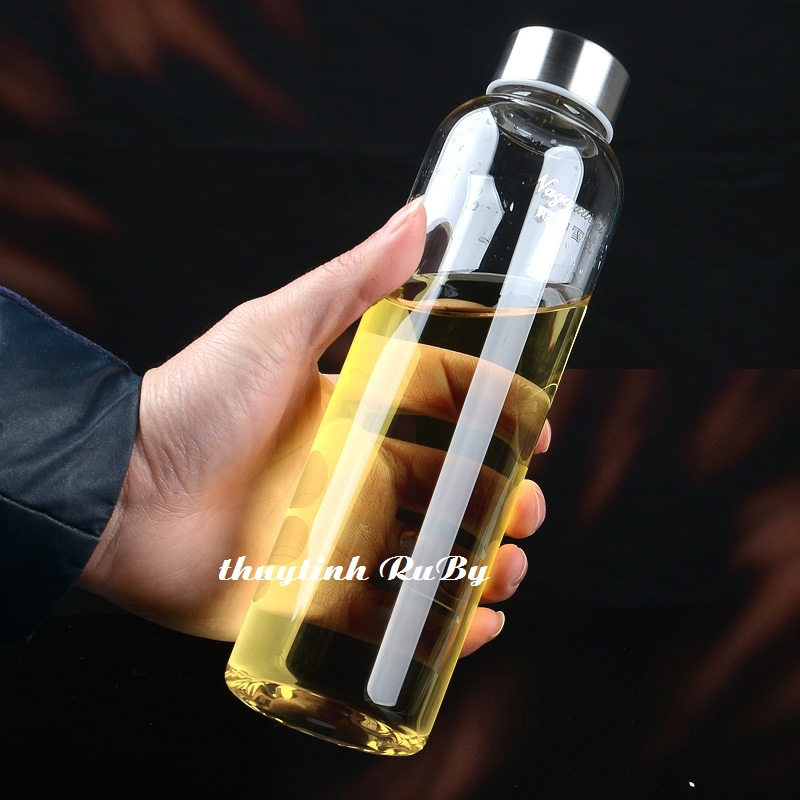 Bình Thủy Tinh Có Dây Xách 500Ml - Chai Nước thủy tinh, Bình Nước Detox Thủy Tinh, Chai Bình Đựng Nước