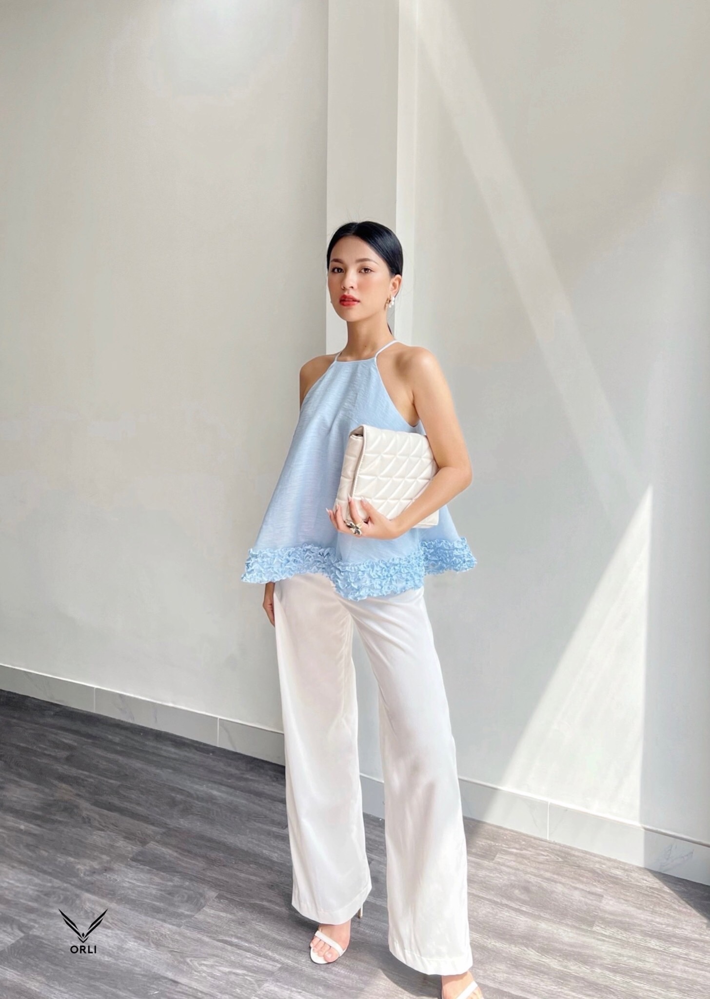 Áo yếm xanh trơn, Angie Blue - Orli Label