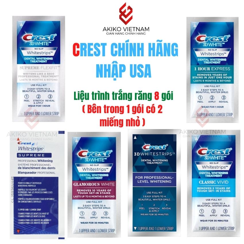 Miếng dán trắng răng Miếng dán Crest 3D White Whitestrips [Hàng Mỹ] - trắng răng Crest