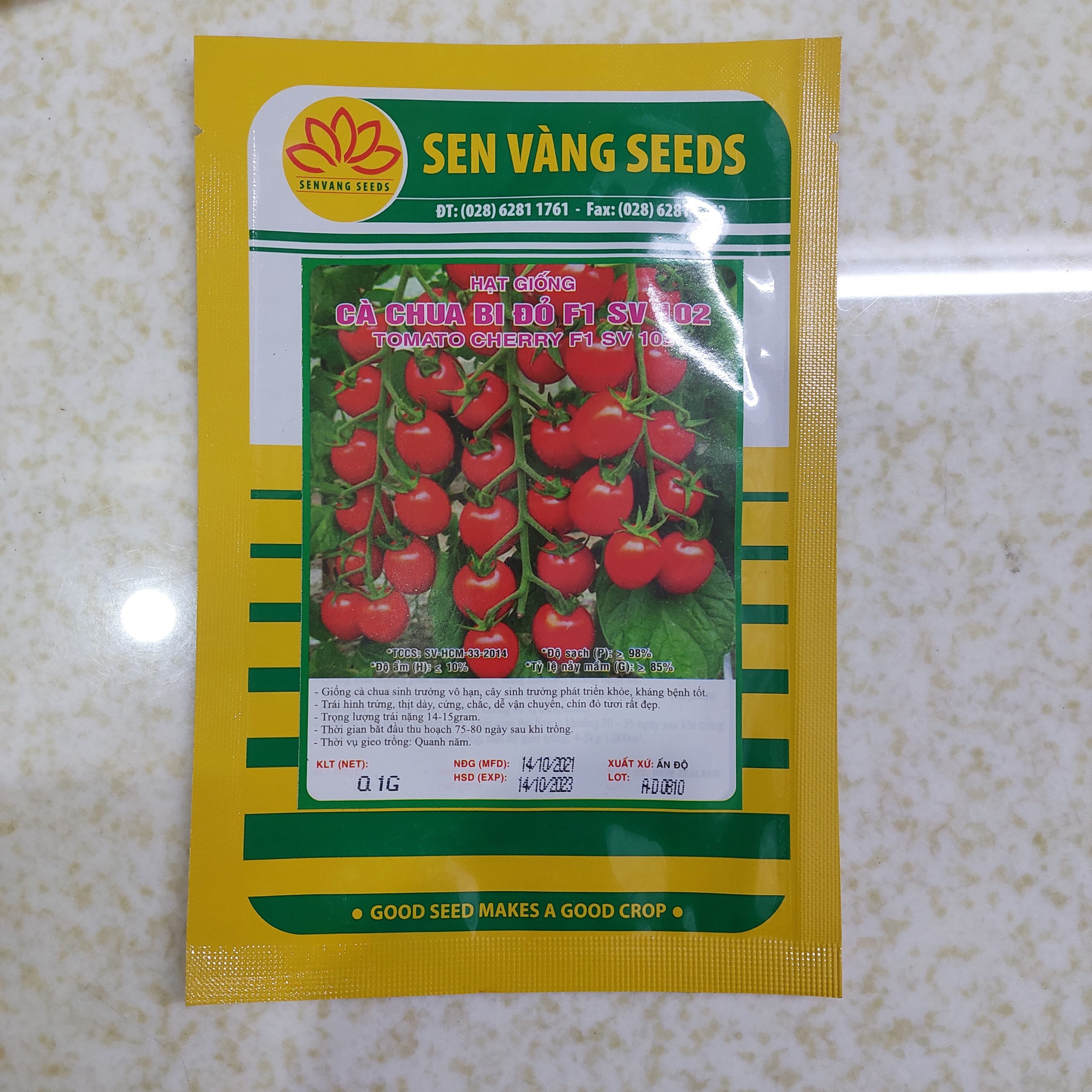 Hạt Giống Cà Chua Bi Đỏ F1 Sen Vàng 102 0.1g/Gói- Năng Suất Cao, Kháng Bênh Tốt, Ăn Ngon Ngot, Tốt Cho Sức Khoẻ