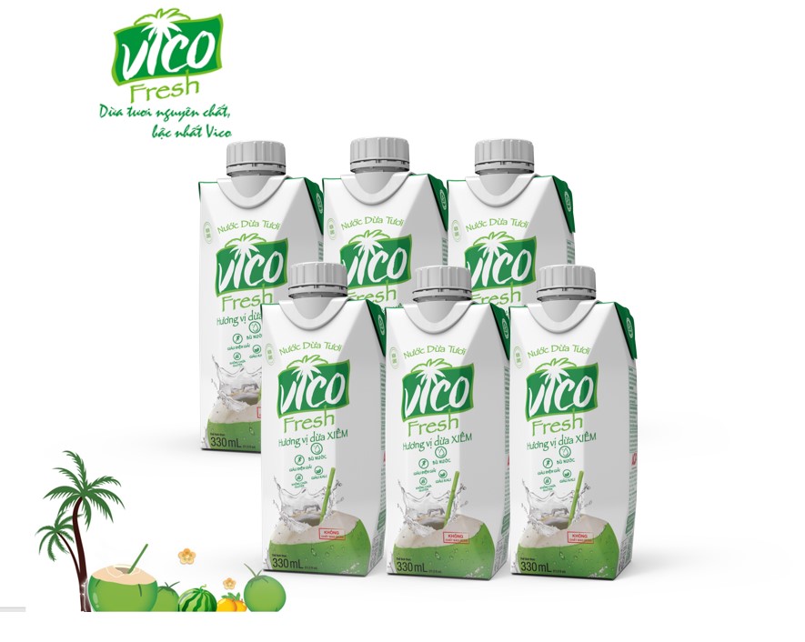 Combo 6 hộp 330 ml dừa Xiêm Vico Fresh