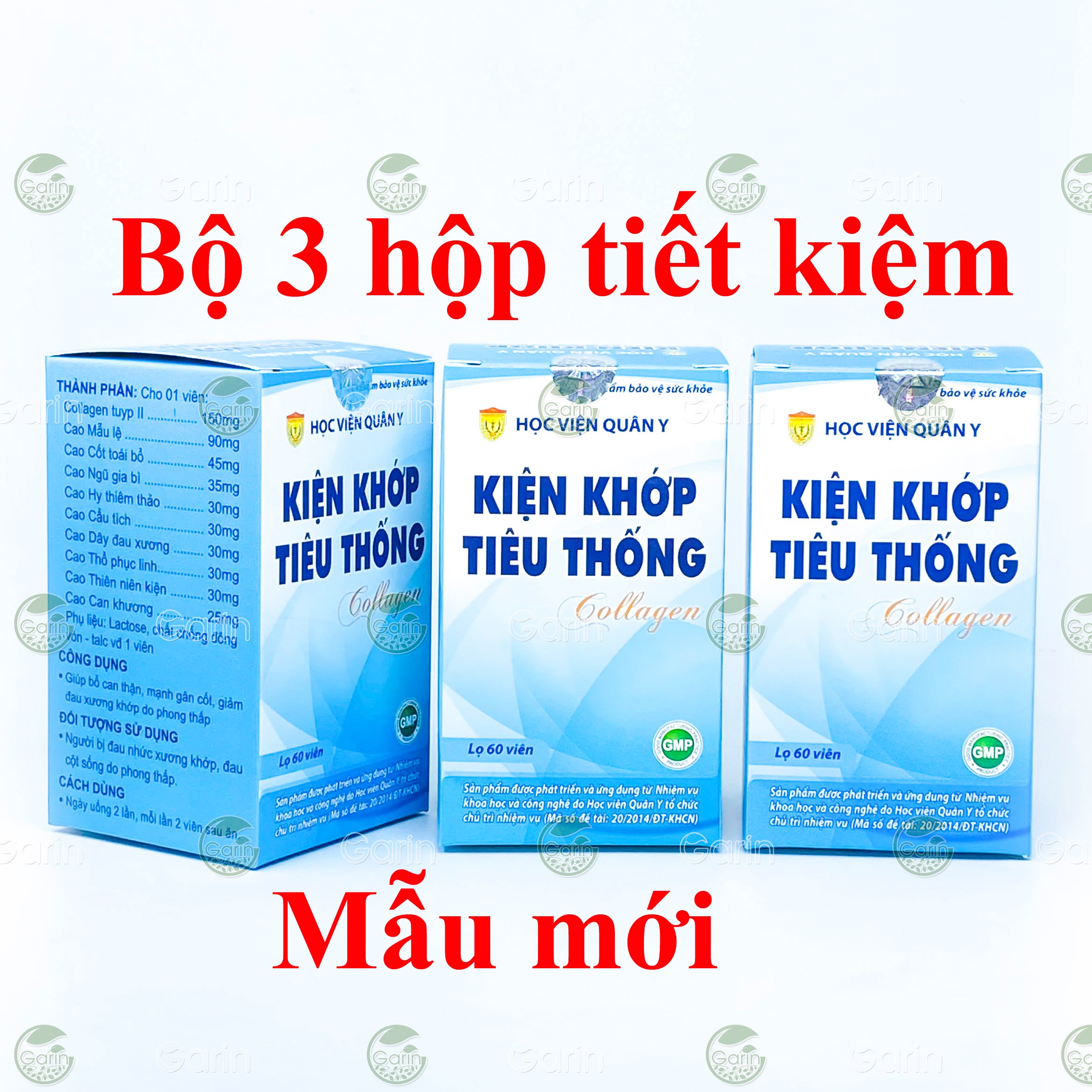 [HCM]Bộ 3 hộp kiện khớp tiêu thống collagen Học Viện Quân Y (60 viên x 3) giúp bổ can thận mạnh gân cốt giảm các triệu chứng đau nhức xương khớp thoái hóa xương khớp phòng ngừa thoát vị đĩa đệm