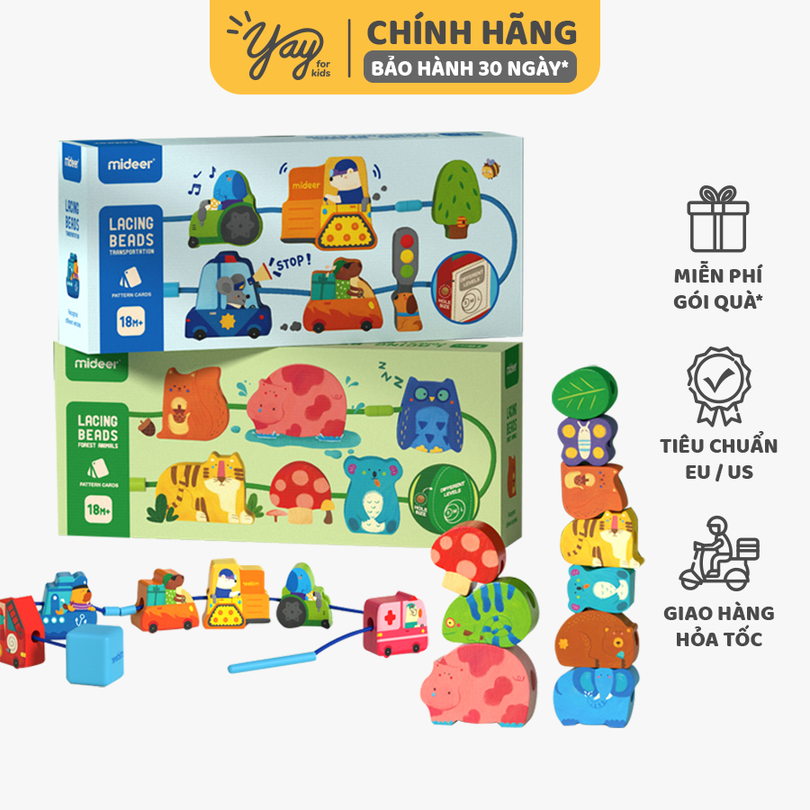 Trò chơi xâu hạt gỗ cho bé 18m+