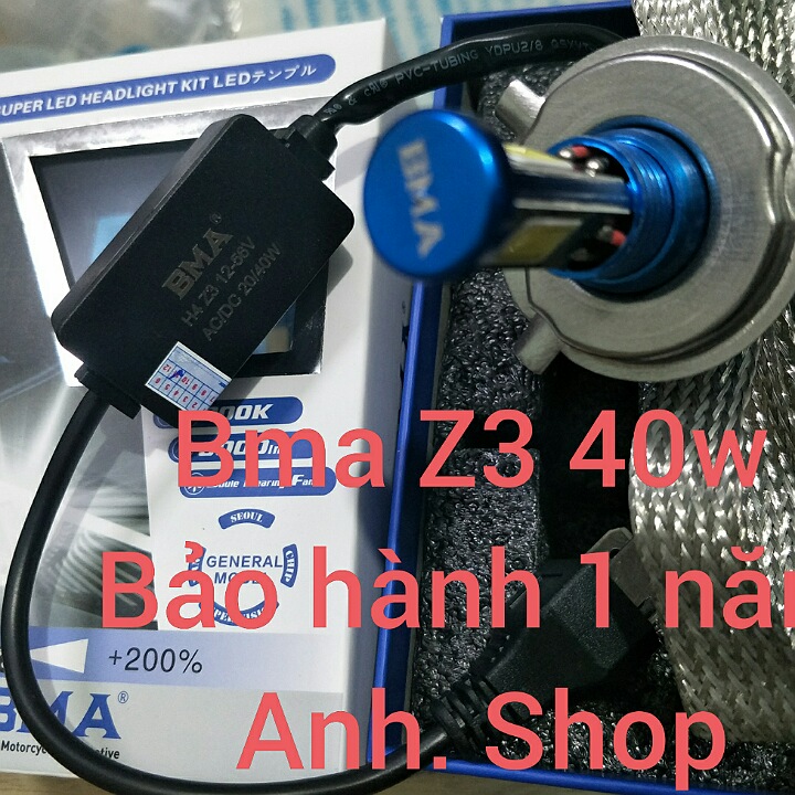 đèn led 3 tim Z3 BMA 40w 2020 chân H4 và T19 bảo hành 1 năm