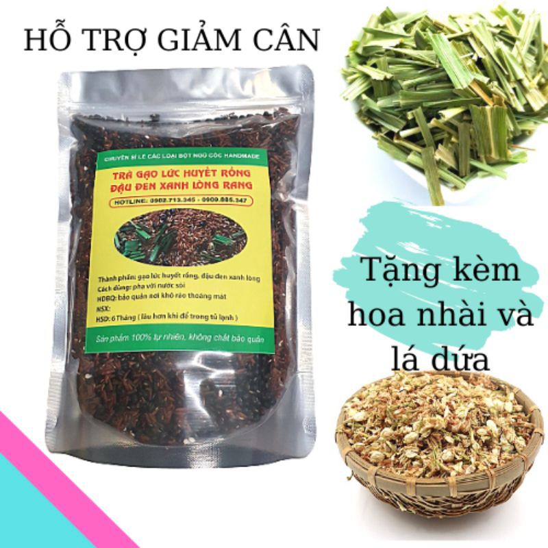 1 Ký Trà Gạo Lứt, Đậu Đen Rang mix Lá Dứa, Hoa Nhài, Xạ đen, Lá sen