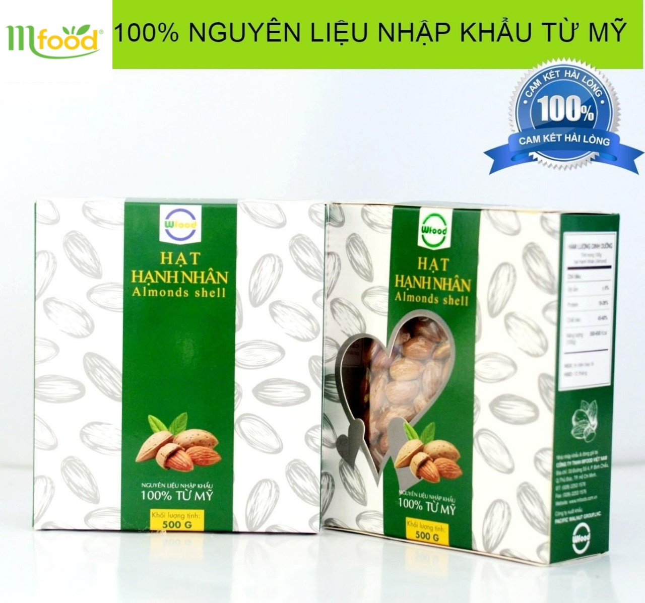 [HCM]Hạnh Nhân Mỹ Không Vỏ  WFOOD Hộp 500g