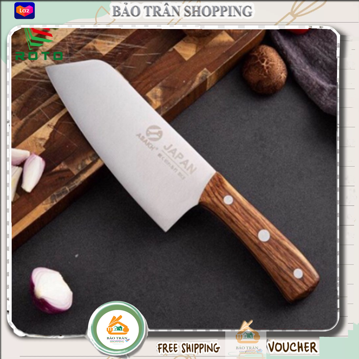 SK5-Japan (PL) - Dao thái thịt Japan chuẩn siêu bén có khắc chữ tay cán gỗ tay cầm chắc chắn. Dao nhà bếp nhật bản siêu bén