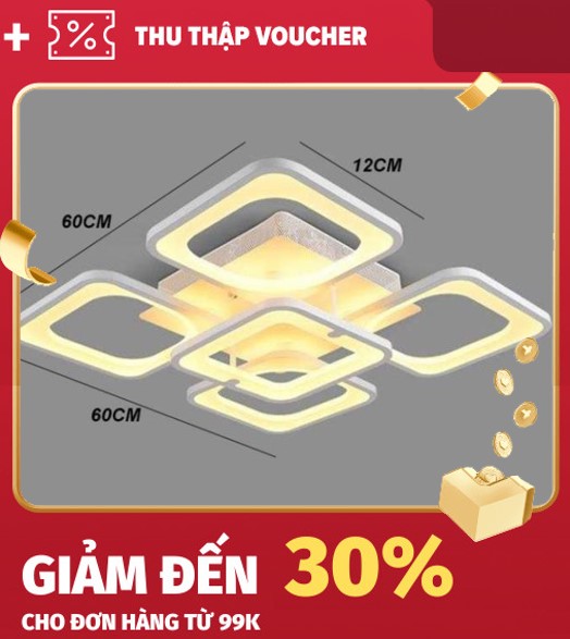 Đèn trần LED - đèn ốp trần - đèn trần trang trí 5 cánh vuông hiện đại