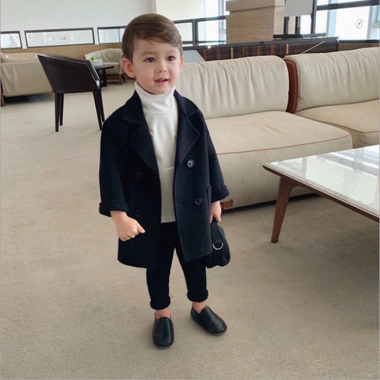 Áo khoác trench coat cho bé trai đẹp trai mẫu mới mùa thu, áo khoác dạ, áo khoác len thời trang cổ áo phù hợp với trẻ em