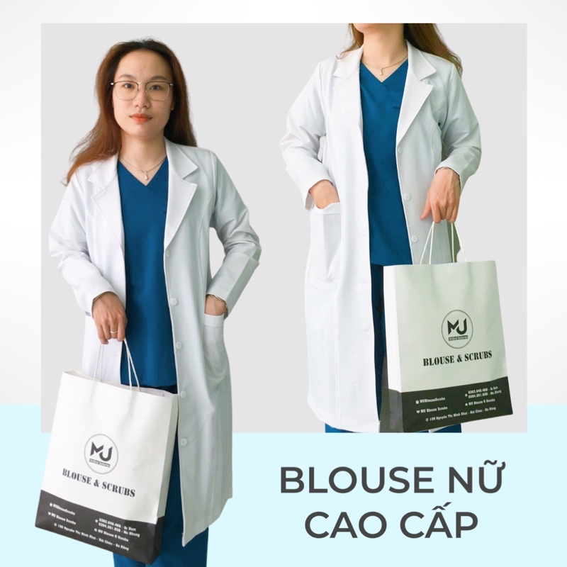 Áo blouse dành cho bác sĩ uy tín chất liệu kaki lụa cao cấp - thương hiệu mu blouse & scrubs