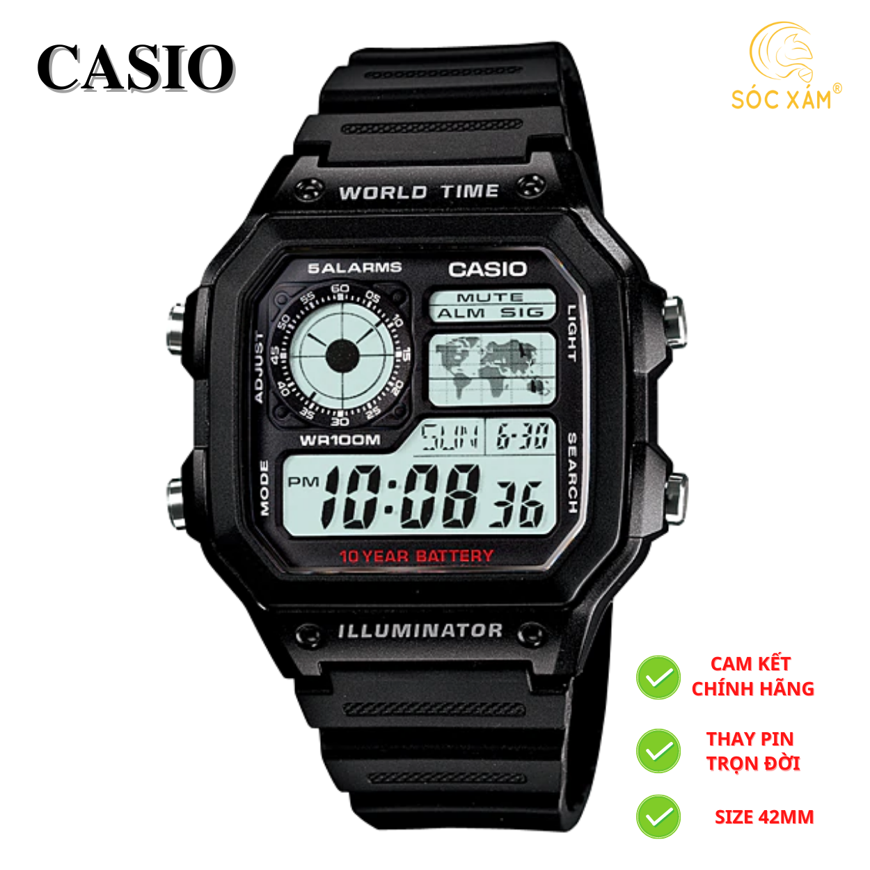 Đồng hồ nam Casio AE-1200WH điện tử chất lượng cao cấp