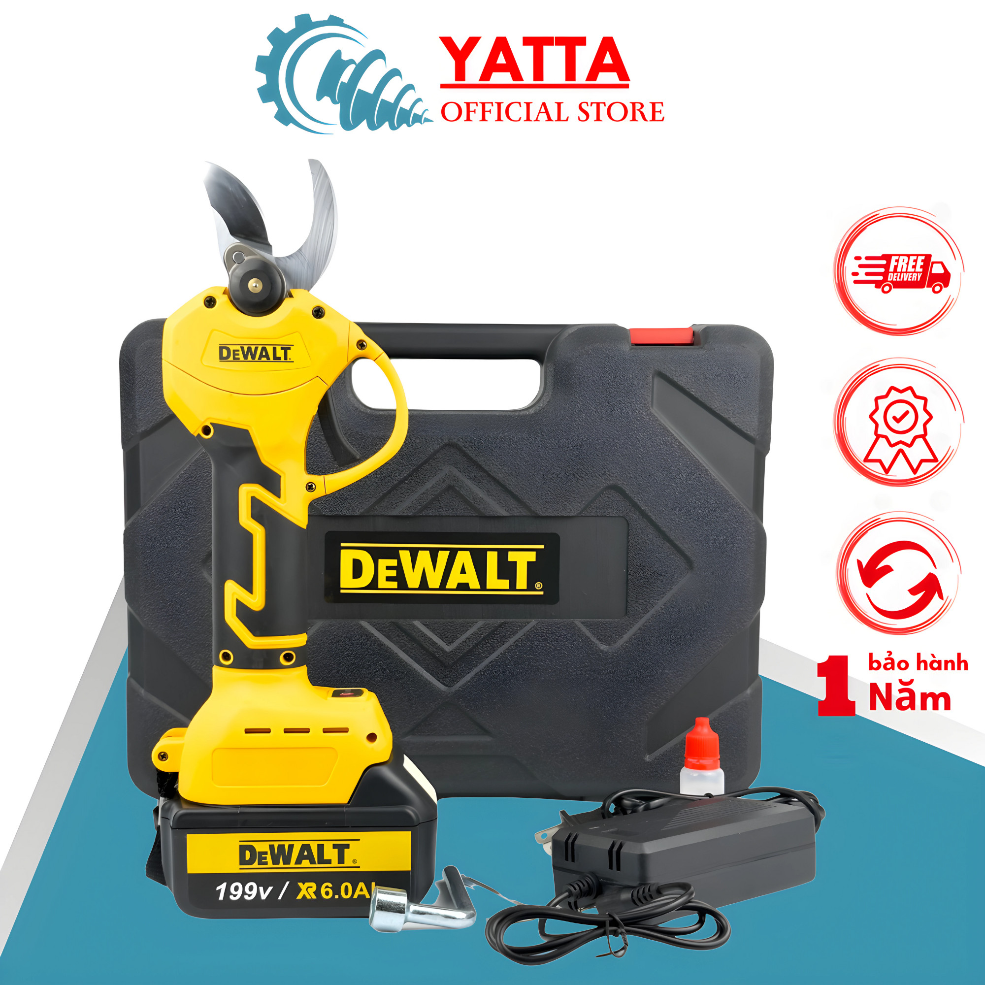 Máy cắt tỉa cành dùng pin Dewalt New, kéo cắt cây động cơ không chổi than siêu khỏe cho nghề làm vườn cây cảnh