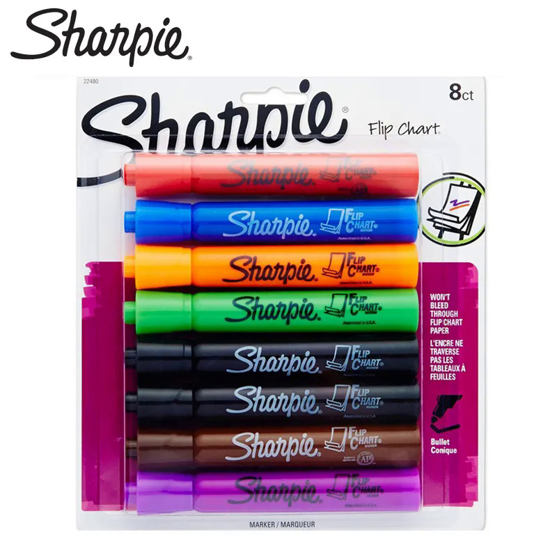 8 búthộp mỹ sanford Sharpie Bảng đánh dấu thiết lập Flipchart đánh dấu treo Bìa đặc biệt bút đầu tròn 22480
