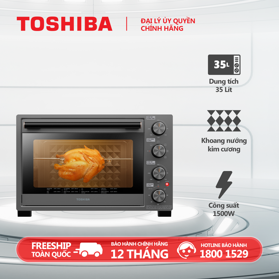 Lò nướng Toshiba TL-MC35Z - Dung tích 35L - Công suất 1500W Hàng chính hãng, bảo hành 12 tháng, chất lượng Nhật Bản